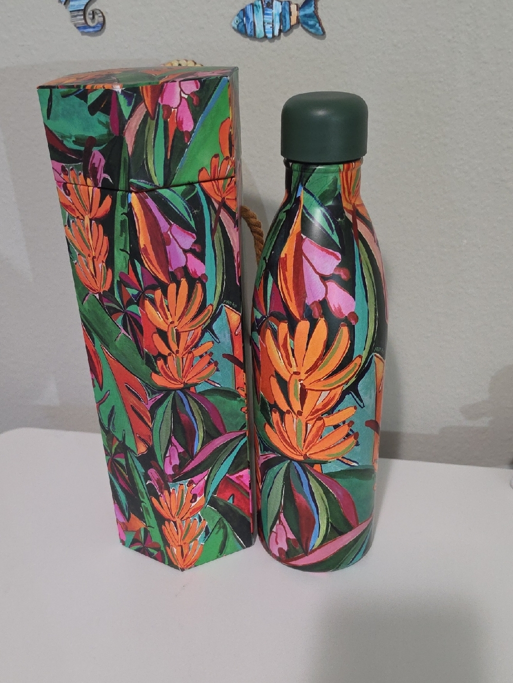 Farm RIO Floral Insulated Bottle in Green, Orange & Pink